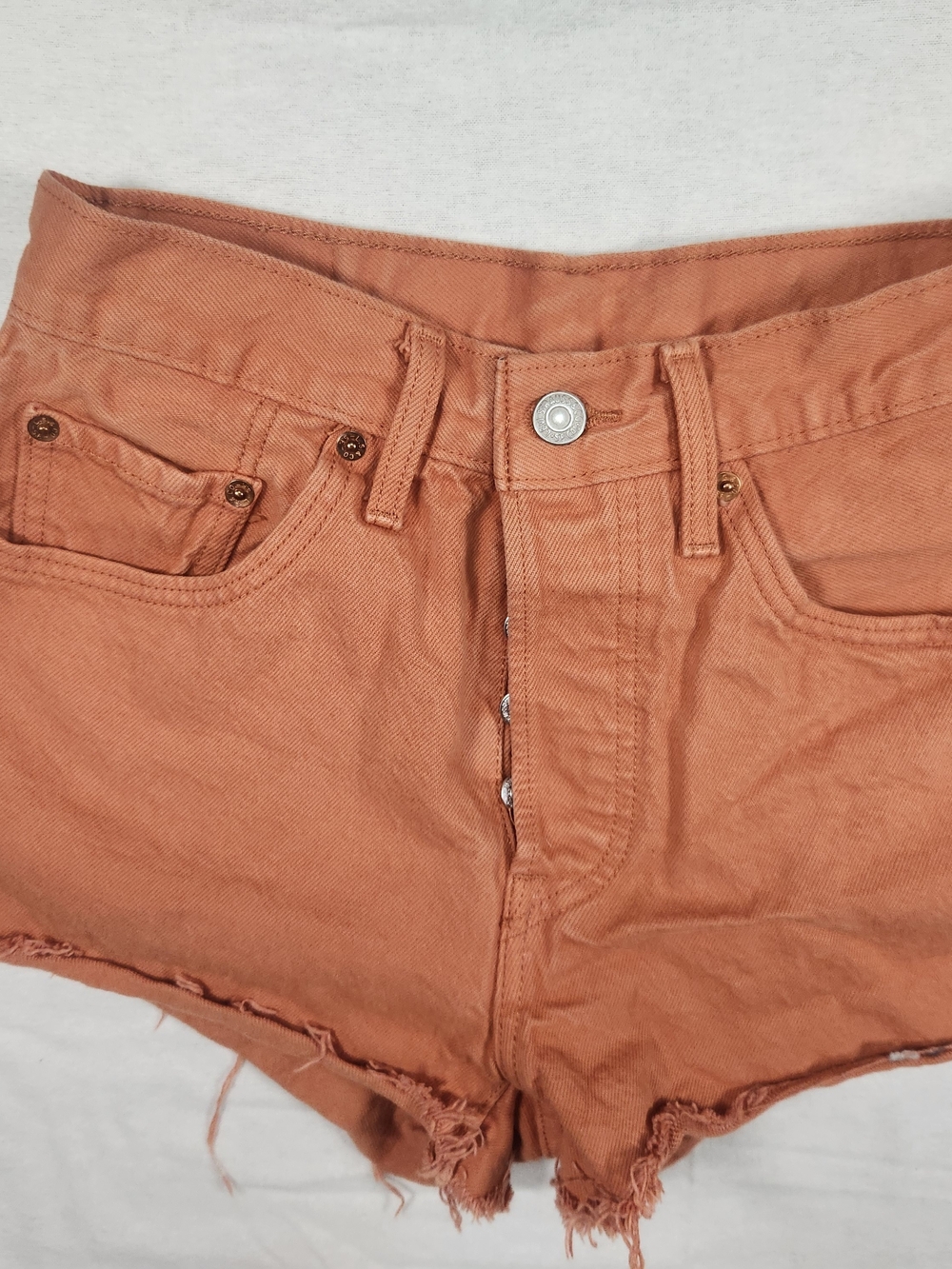 Levi's 501 Rust Orange Denim Cutoff Shorts